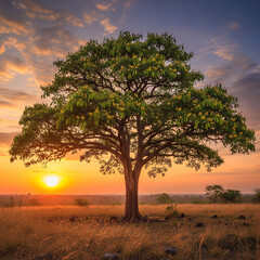 Fototapeta premium lone tree at sunset