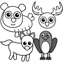 Cute Hand-Drawn Animal Doodle Set , Cartoon Vector Illustration for Kids, Nursery, and Education Design,Animal vector,Animal  design,Animal  template,Animal post,animal