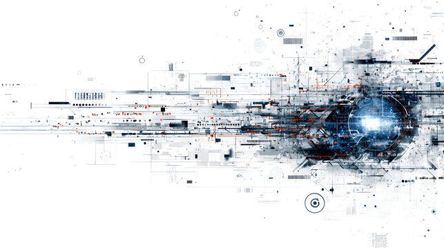 Abstract digital glitch effect with blue light isolated on transparent background