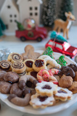 Christmas homemade gingerbread cookies on wooden table