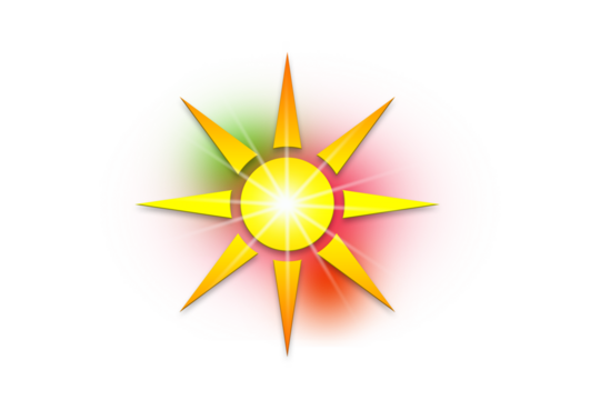 Gradient Sun light effect beam star  sunlight ray shiny design for banner, wallpaper, poster, card, flyer. colorful sunlight png transparent background.