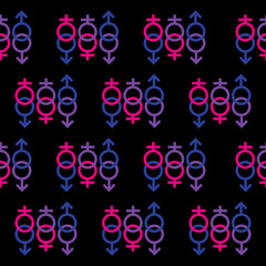Bisexuality symbol Infinite pattern on black background, Abstract background Seamless Pattern