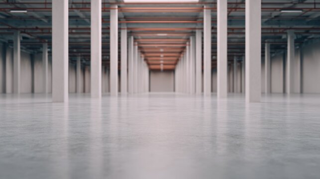 Exploring the vastness of an empty industrial hall wide angle view interior photography modern architecture abstract concept
