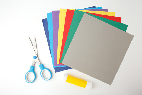 Crafting materials on clean surface, perfect for online courses, educational blogs, art supply stores, homeschooling content, child development services, creative branding, social media visuals. - Powered by Adobe