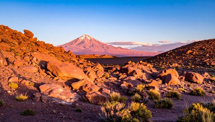Volcanic landscape at sunrise