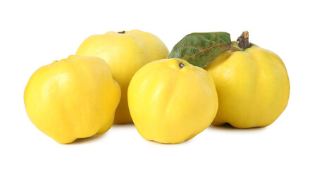 Fresh ripe quince fruits isolated on white
