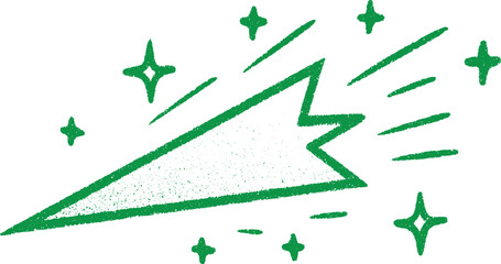 Green jagged shape with starbursts and lines on white background vector