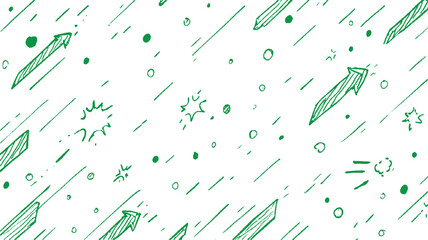 Green hand drawn arrows and circles on white background vector