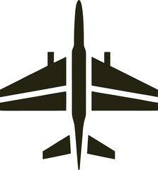 Airplane silhouette vector icon in modern style. Suitable for navigation apps, travel guides, or aviation branding.