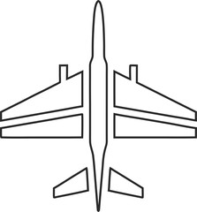 Military airplane outline vector icon. Minimal jet silhouette design for defense, aerospace, and pilot branding.
