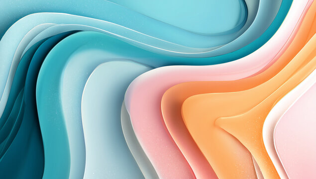 Abstract colorful art with layered smooth curving bands in rainbow shades creates a mesmerizing and vibrant flow, perfect for background and wallpaper use