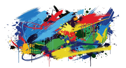 Vibrant splash of acrylic paint, colorful explosion of liquid drops and smears, abstract