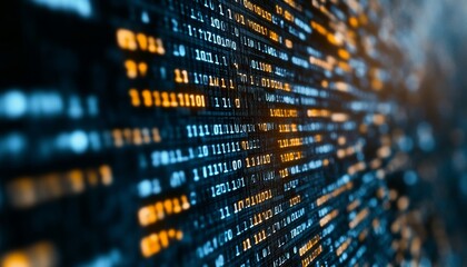 Futuristic Computer Screen Showcasing Complex Code Patterns and Data Streams in High-Tech Setting