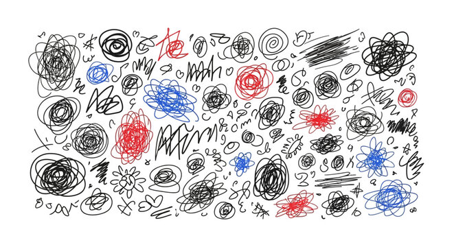 Colorful abstract scribbles background pattern creates a chaotic artistic textured vector design