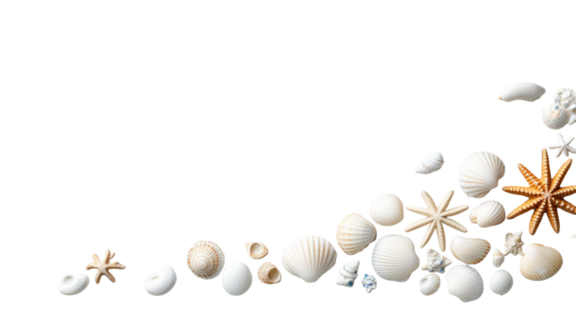 Assorted Shells on a Transparent Background