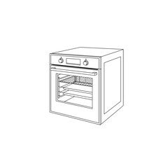 Line art illustration of a kitchen oven with multiple racks  