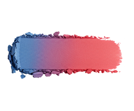 Blue and pink gradient crushed blush makeup texture isolated on white background