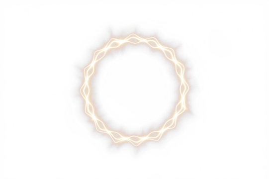 Circular glowing light overlay with intricate wave patterns, creating a soft ethereal effect, ideal for design projects and artistic backgrounds with copy space