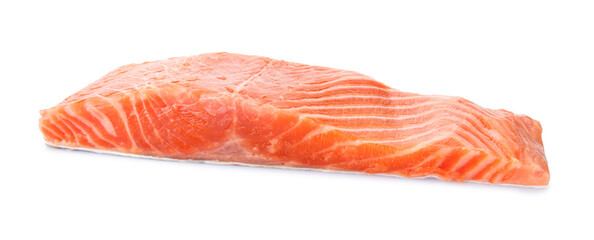 Piece of salmon fillet isolated on white