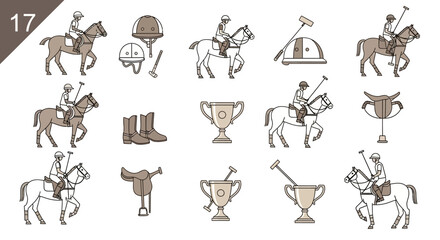 Equestrian elegance: illustrative elements for polo themed design and sporting event promotion