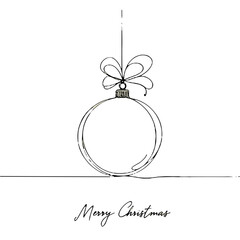 &ldquo;Merry Christmas&rdquo; pendant in a frame Christmas Ornaments outline / minimal linear vector thin line