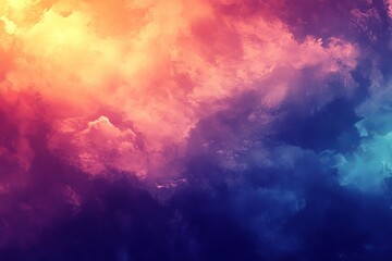 Fototapeta premium Vibrant and Dreamy Cloudscape with Rich Textures in Teal, Amber, and Raspberry Hues Overhead