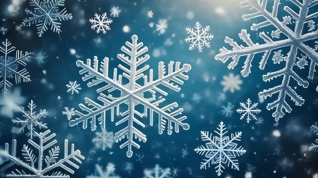 Large Snowflakes on Blue Background | Winter Pattern Vector