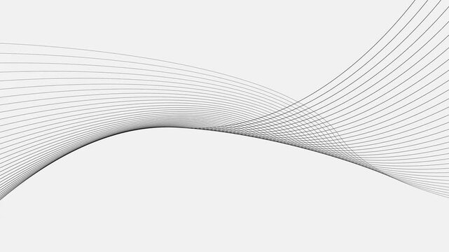 Abstract wavy curve lines of particles on white background 4k animation.