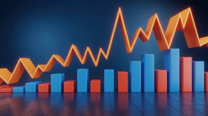 Dynamic financial chart showing upward trends and profit growth with vibrant modern color scheme