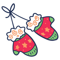 Naklejka premium Christmas Mittens Vector Icon Stock Illustration