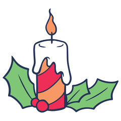 Christmas Candle Vector Icon Stock Illustration