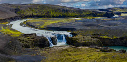 Aerial View Milky Glacial River