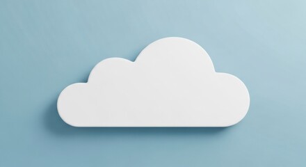 Fototapeta premium White Cloud Icon on a Light Blue Background Representing Cloud Computing and Data Storage.