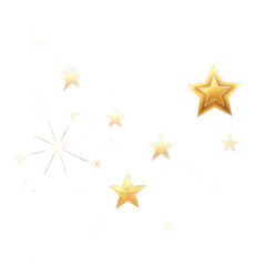 Scattered Group of Shiny Gold Stars and Sparkles on a Bright White Background