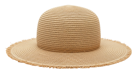 Elegant straw hat with a wide brim isolated on transparent background