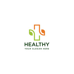 medical leaf logo design. simple modern nature health care symbol vector graphic