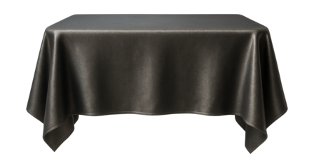 A metallic gunmetal gray tablecloth, perfect for a modern New Year's loft celebration.