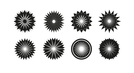 Geometric floral shapes in black and white for graphic design and decorations minimal 50