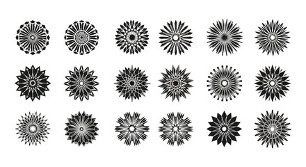 Black textured floral patterns, ideal for unique designs and elegant elements within diverse