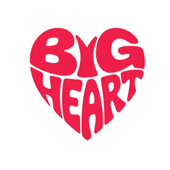 Text Big Heart With Red Love Shape Vector Illustration On White Background
