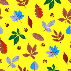 Obraz premium Vector - leaves seamless pattern, colorful template.
