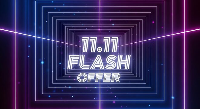 A promotional graphic featuring neon lines and the text flash offer for the eleven eleventh sale