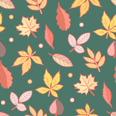 Vector - leaves seamless pattern, colorful template.
