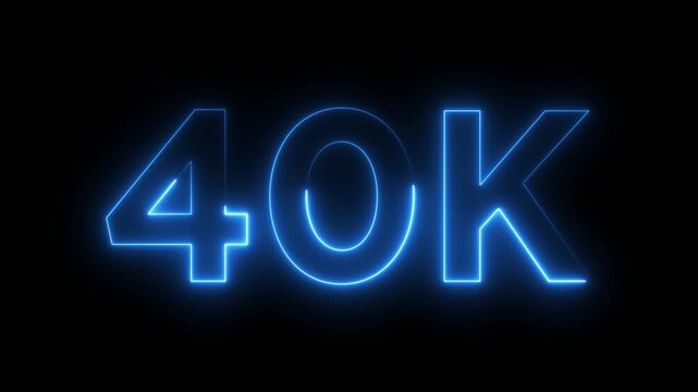 Abstract glowing neon light 40K letter animation.40K followers or subscribers.Thank you followers congratulation.40K subscribers modern animation banner design.