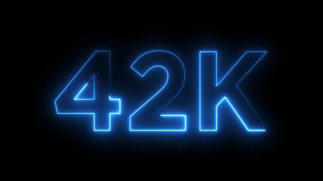 Abstract glowing neon light 42K letter animation.42K followers or subscribers.Thank you followers congratulation.42K subscribers modern animation banner design.