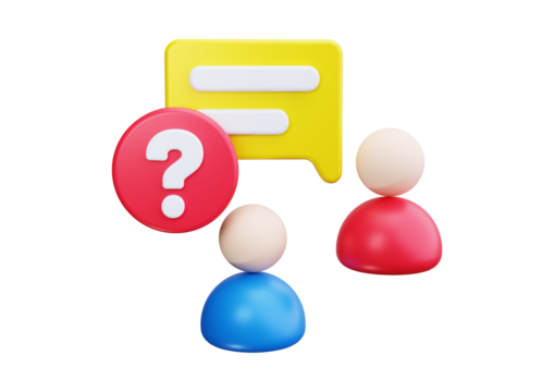 Two people are asking questions and communicating, isolated on transparent background