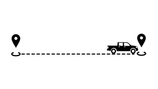 Animated Pickup Truck GPS Navigation and Delivery Route