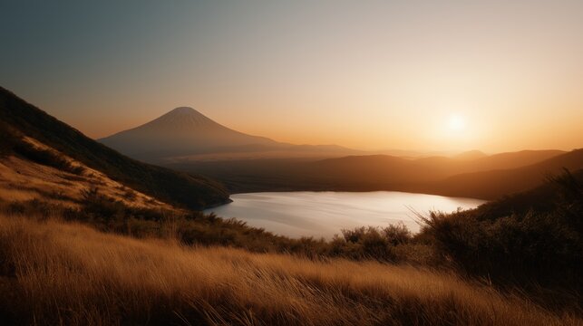 Beautiful mountain landscape with tranquil lake at sunset showcasing scenic views vibrant colors peaceful environment and inspiring outdoor scenery