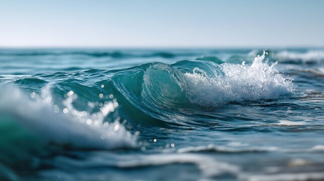 Beautiful ocean wave crashing over the water with vibrant blue colors showcasing natural seaside landscape scenic outdoor view and peaceful marine environment - Powered by Adobe
