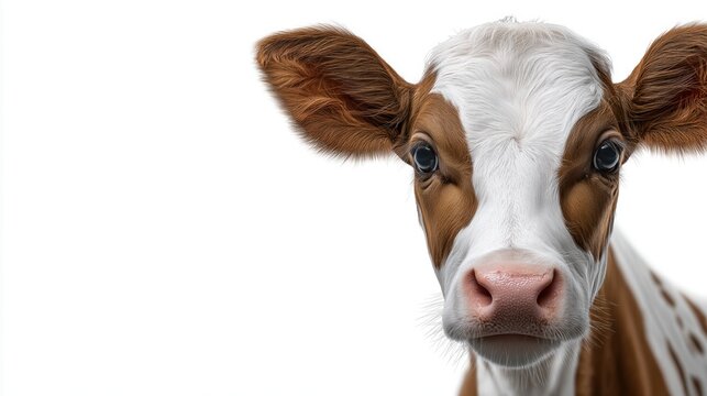 Beautiful close-up of a young cow in a peaceful farm setting showcasing rural life livestock nature grazing animal portrait dairy farmyard wildlife outdoor and agricultural themes